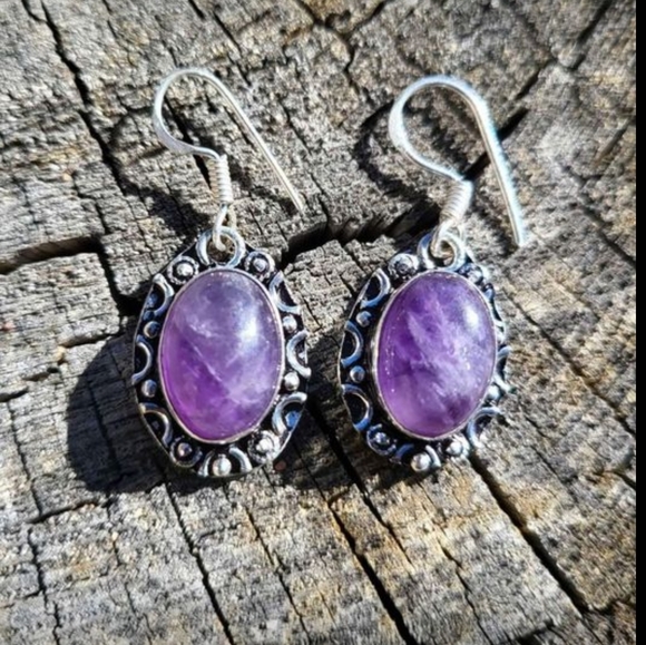 Beautiful Dream Amethyst Dangle Drop Gemstone Earrings 925 Silver Jewelry - Picture 2 of 2